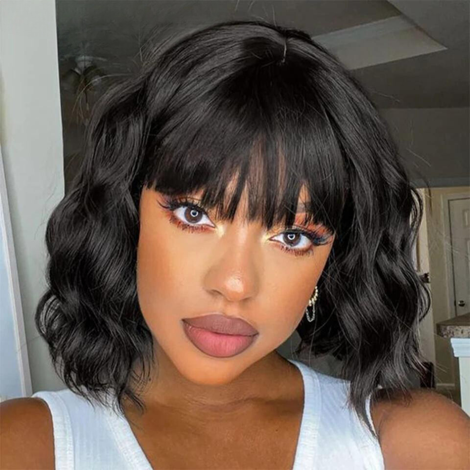 Bob Wig à Frange Curly Body Wave