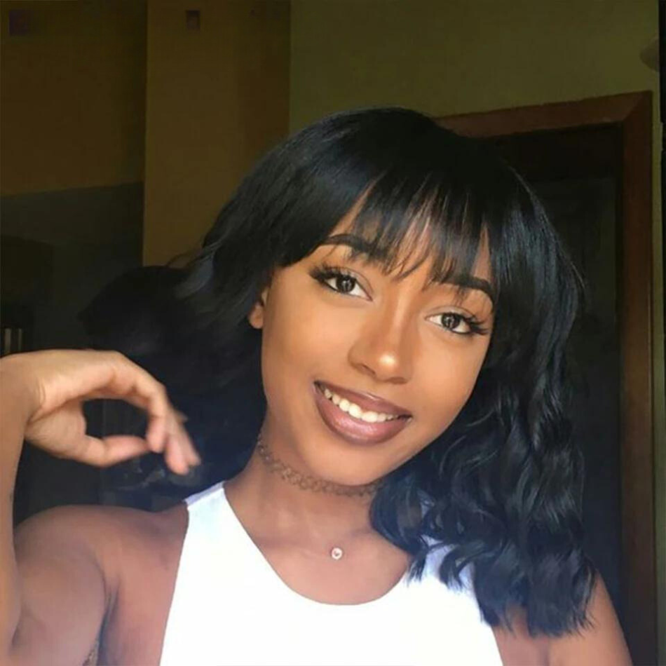 Bob Wig à Frange Curly Body Wave