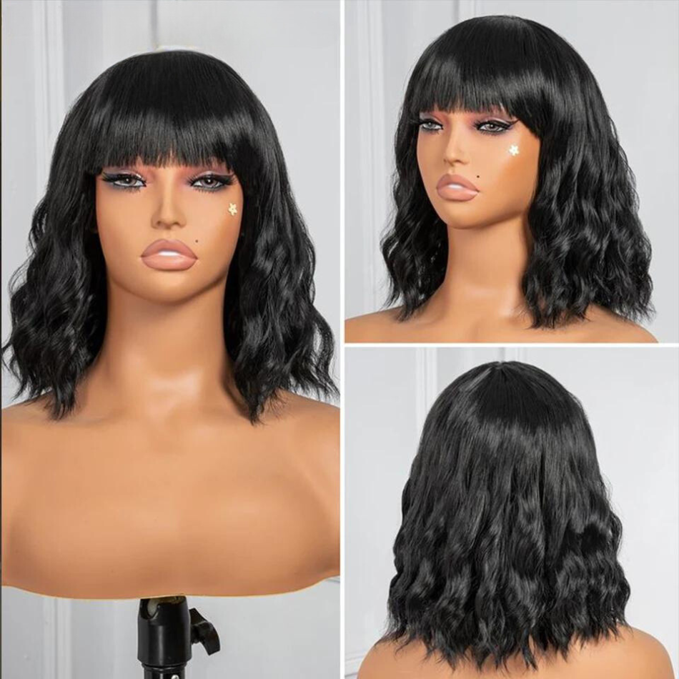 Bob Wig à Frange Curly Body Wave