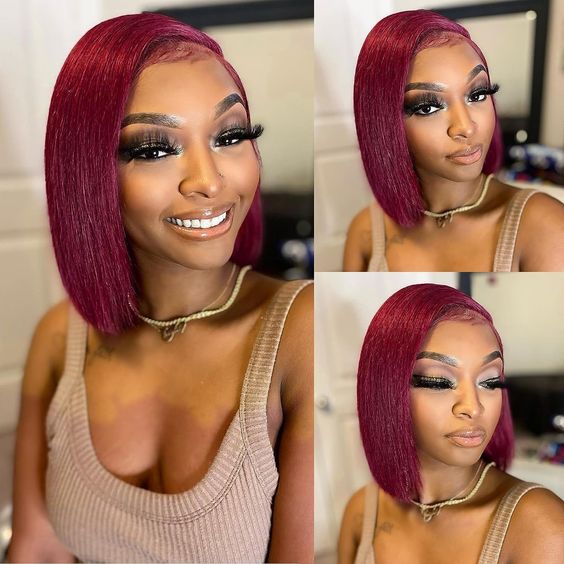 Bob Wig Lace Frontale 13x4 Bordeaux Straight