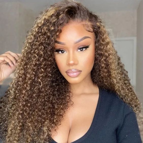Lace Frontale 13x4 4x4 Highlight Marron Curly Deep Wave