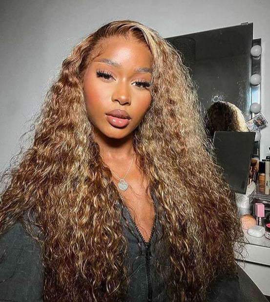 Lace Frontale 13x4 4x4 Highlight Marron Curly Deep Wave
