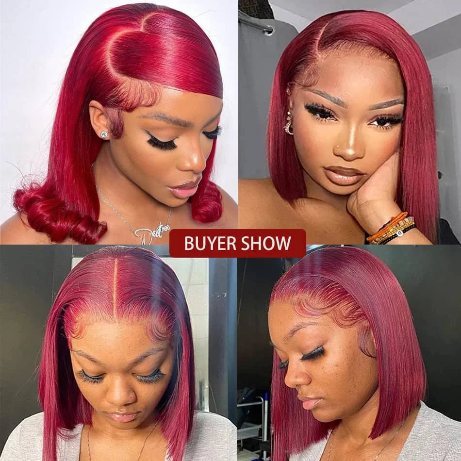 Bob Wig Lace Frontale 13x4 Bordeaux Straight