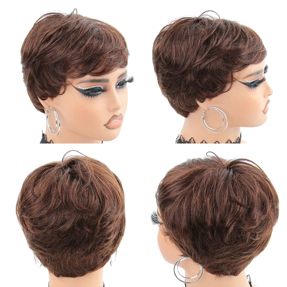 Perruque Pixie Marron Straight