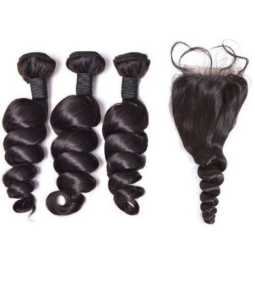 3 Paquets de Tissage + Closure Loose Wave