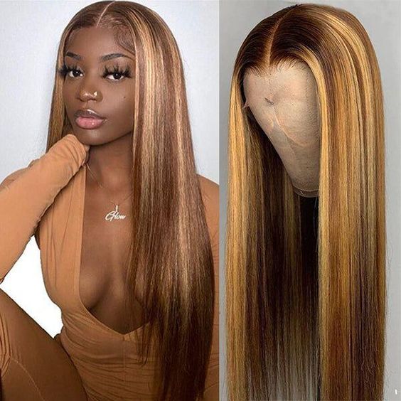 Lace Frontale 13x4 4x4 Highlight Marron Straight