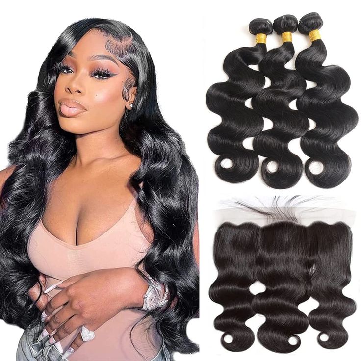 3 Paquets de Tissage + Lace Frontale Body Wave