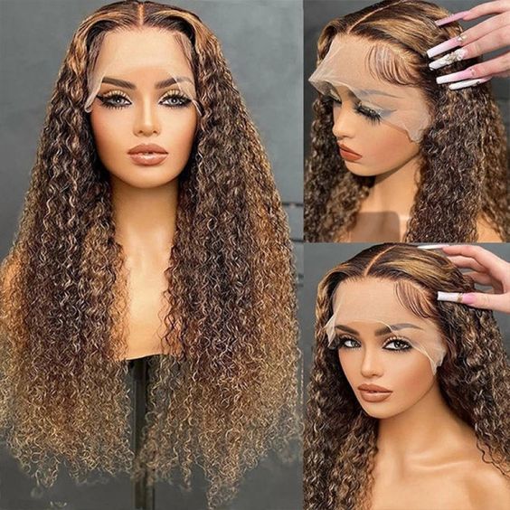 Lace Frontale 13x4 4x4 Highlight Marron Curly Deep Wave
