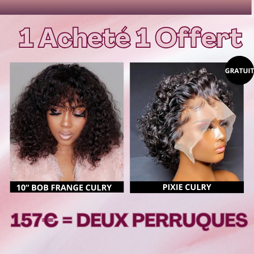 Offre à 157€ = 10" Bob Frange Curly + Pérruque Pixie Curly