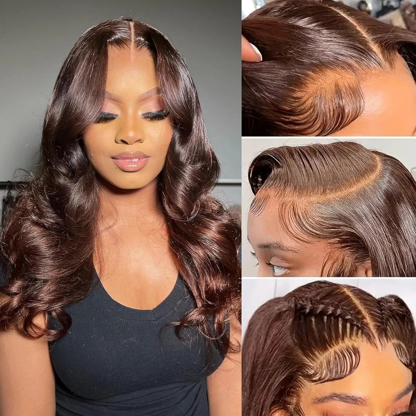 Lace Frontale 13x4 4x4 HD Lace Chocolate Body Wave