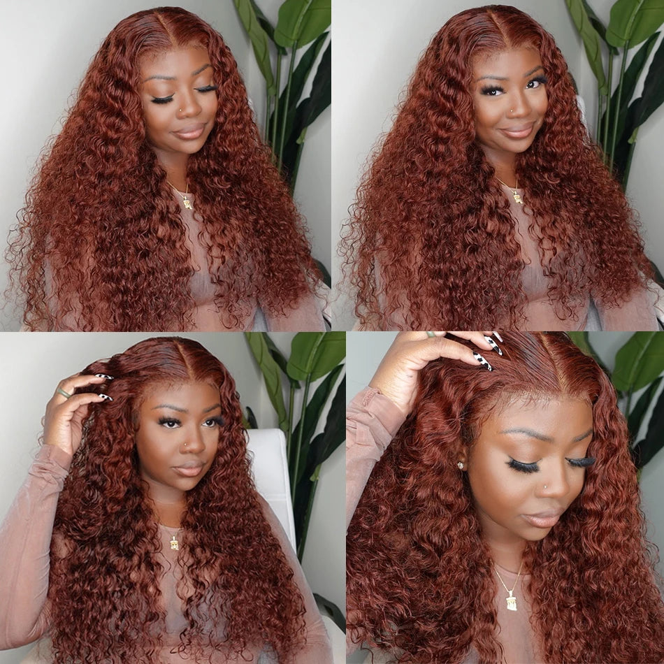 Lace Frontale 13x4 13x6 HD Lace Marron Roux Curly Deep Wave